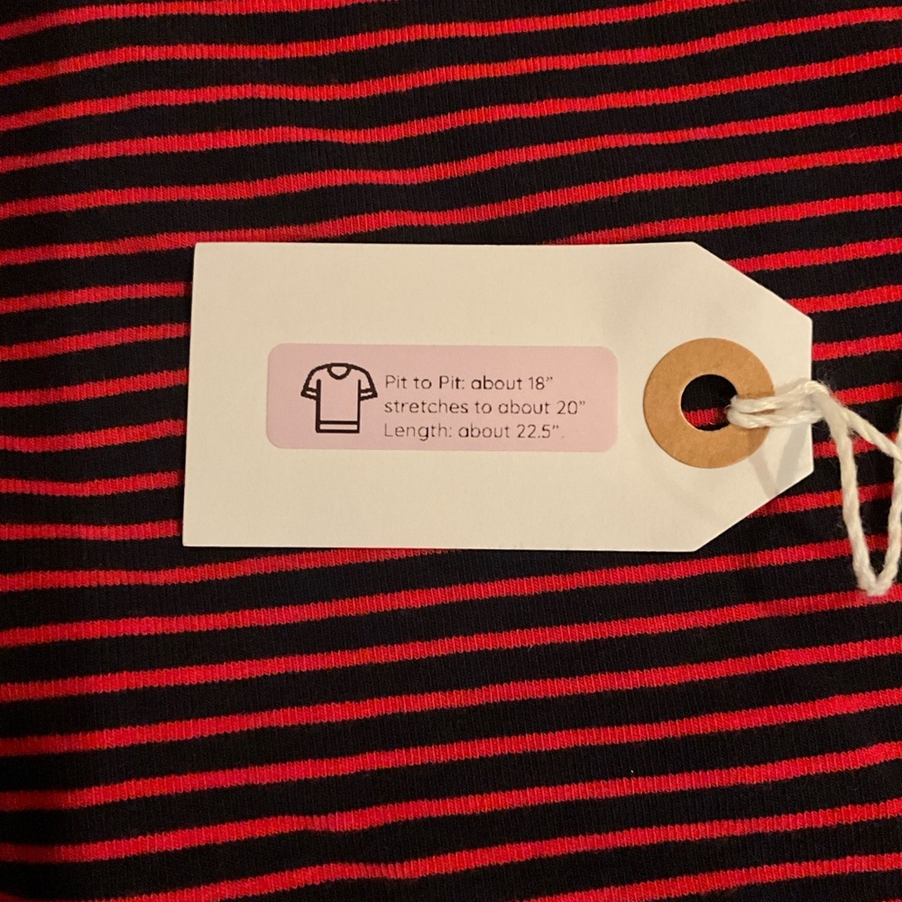 J. Crew Red and Black Striped Off-Shoulder Tee - Picture 8 of 8